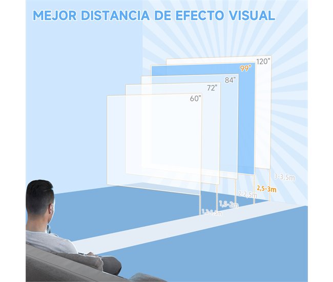 Pantalla de Proyector Plástico, Metal HOMCOM Blanco