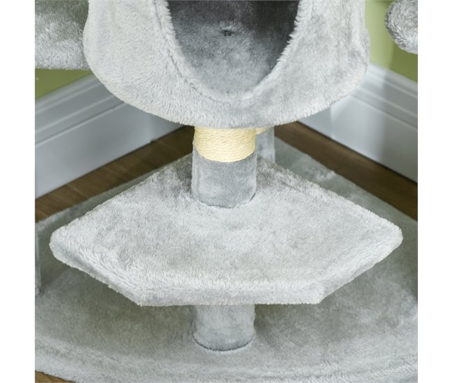 Árbol Rascador para Gatos Aglomerado de Madera, Sisal y Felpa Gris