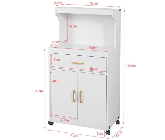 Aparador con 2 Puertas y 1 cajón para microondas FSB12-W SoBuy Blanco