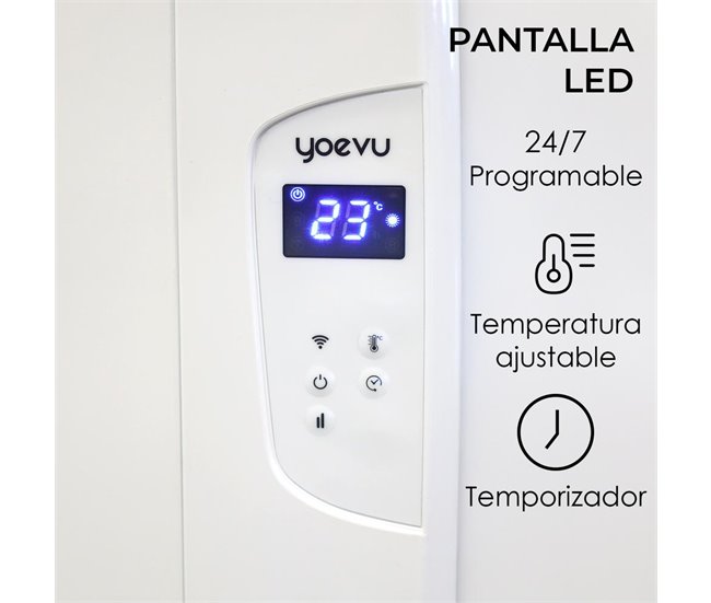 YOEVU - Emisor térmico de aluminio 1500W Control a distancia Blanco