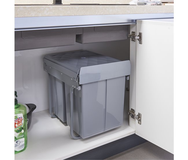 Cubo de basura extraíble Froland capacidad 2x10L + 1x20L plástico Gris