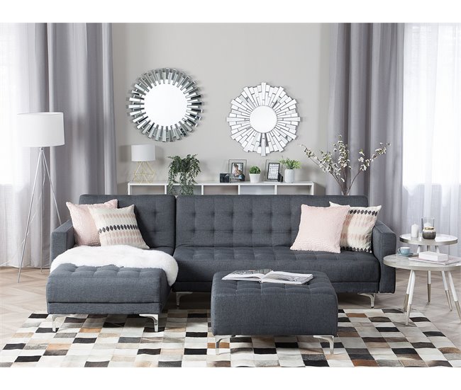 Beliani Sofá modular Poliéster ABERDEEN Gris Oscuro