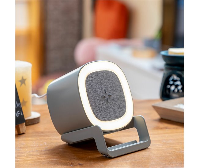 Altavoz Cargador Inalámbrico con LED Gris