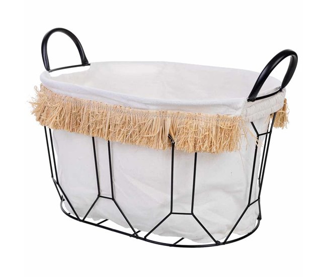 Cesto de metal y tela Blanco