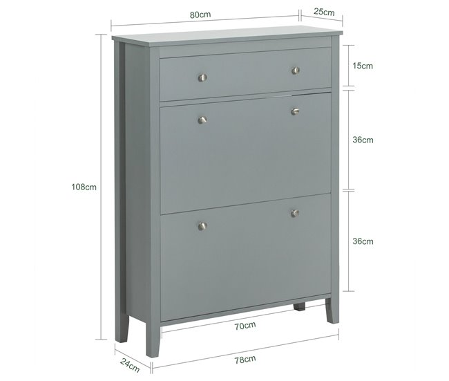 SoBuy Zapatero 2 solapas con cajón FSR89-HG Gris