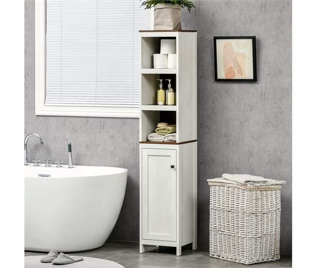 Mueble Auxiliar Baño Melamina de Madera kleankin Blanco