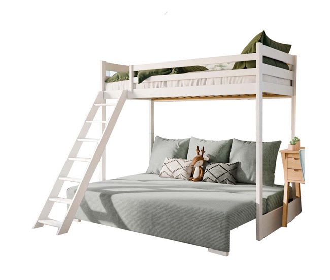 Litera-sofá madera 208x194 Blanco