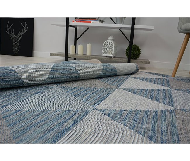 Alfombra de cuerda sisal LOFT 21132 Triángulos 140x200 Gris Azul