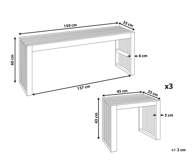 Beliani Conjunto de comedor BELLANO Madera Clara