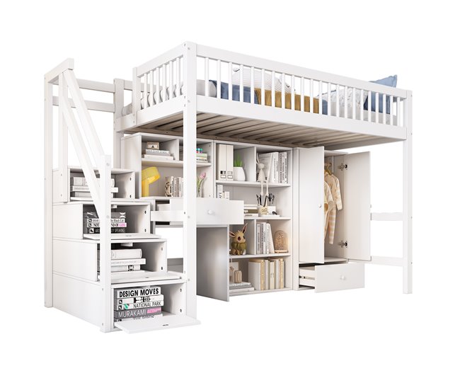 Cama alta para niños Blanco