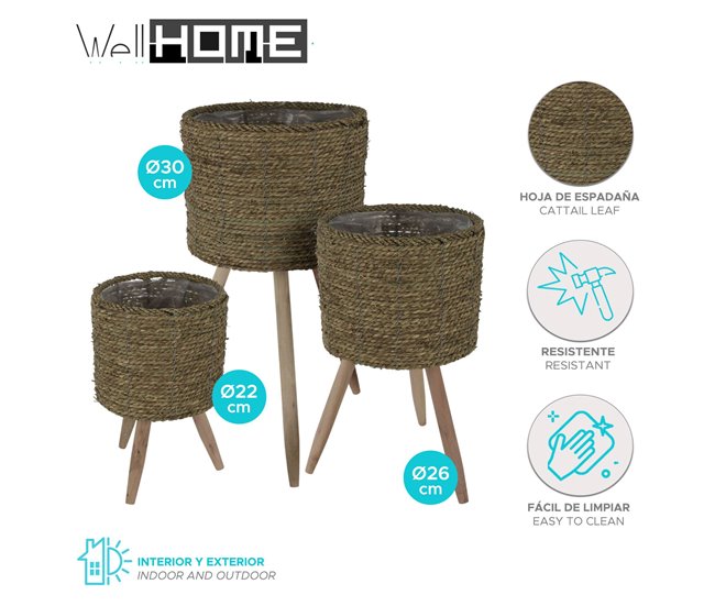 Well Home Set 3 maceteros Natural