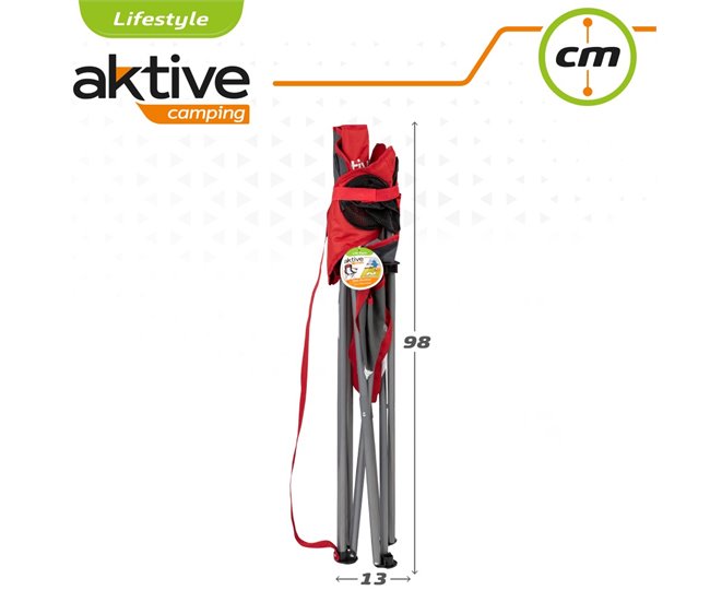 Silla plegable camping XL con posavasos Aktive Rojo