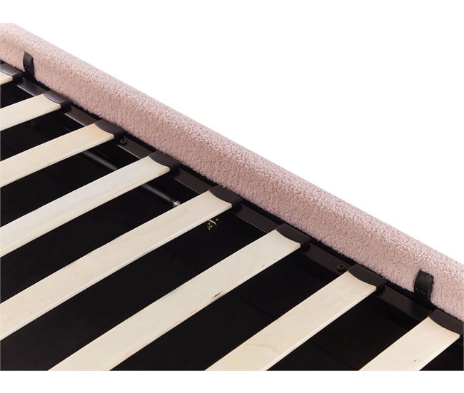 Beliani Cama con somier Bouclé DINAN 97x214 Rosa Talco