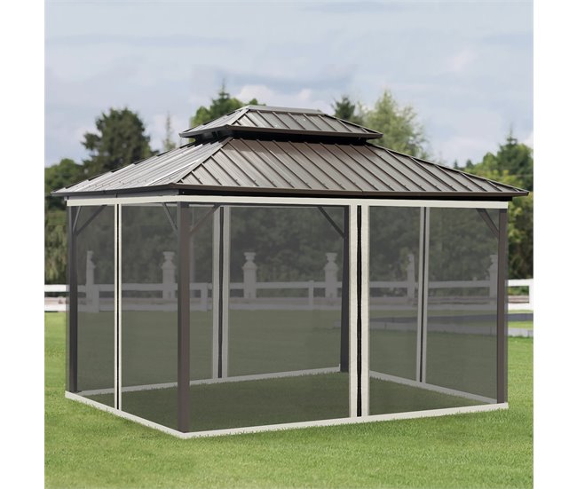 4 Paneles Laterales de Mosquitera para Carpa Poliéster, Nylon 335x0 Negro