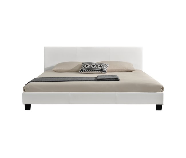 [Corium] Cama Albacete cuero sintético moderna - con colchón 169x210 Blanco