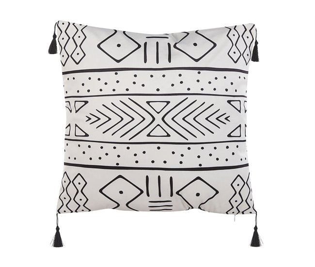 Beliani Cojín decorativo SCHEFFLERA 45x45 Blanco/ Negro