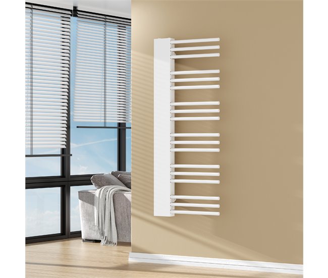 Radiador toallero mural Kviteseid 18 tubos 470W acero [neu.haus] Blanco