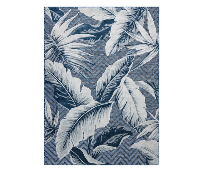 Alfombra Estructural BOTANIC 65242 Plumas, zigzag 137x190 Azul Marino