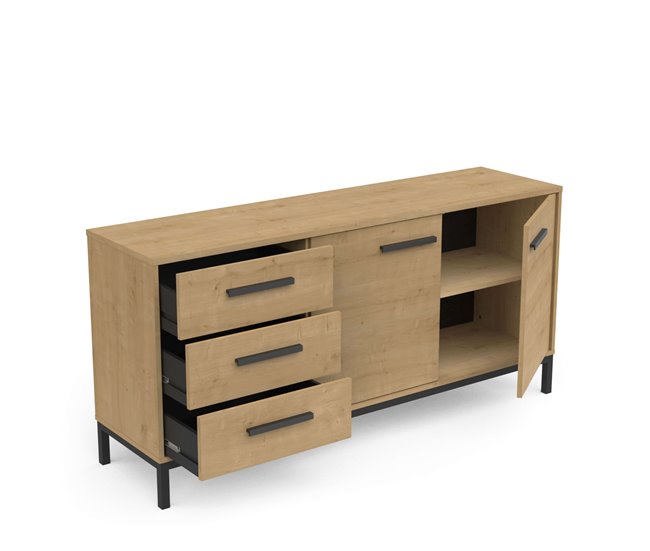 Aparador Craft 2 puertas 3 cajones Negro/ Madera