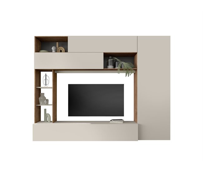 Compacto tv visón y roble PRATIKO Vison
