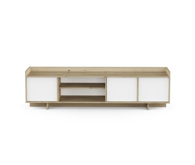 Mueble tv 180cm 3 puertas roble y blanco CLAP Roble