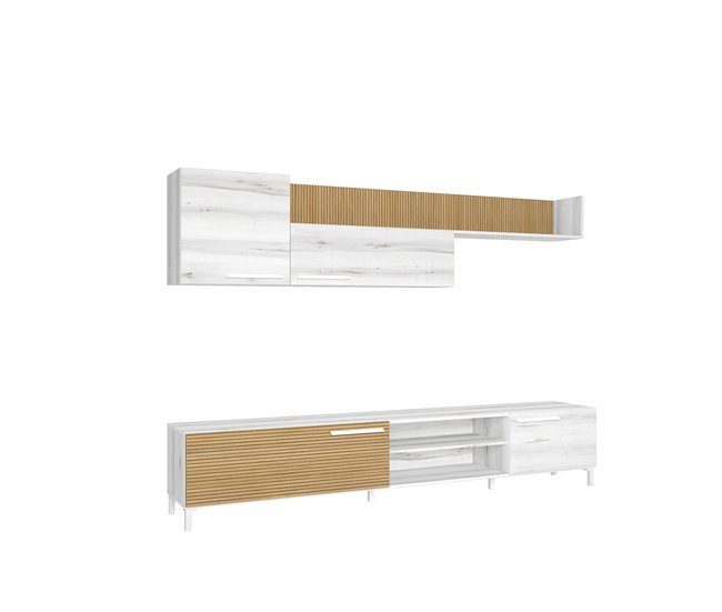 Compacto tv ONTARIO 240cm Blanco/ Madera