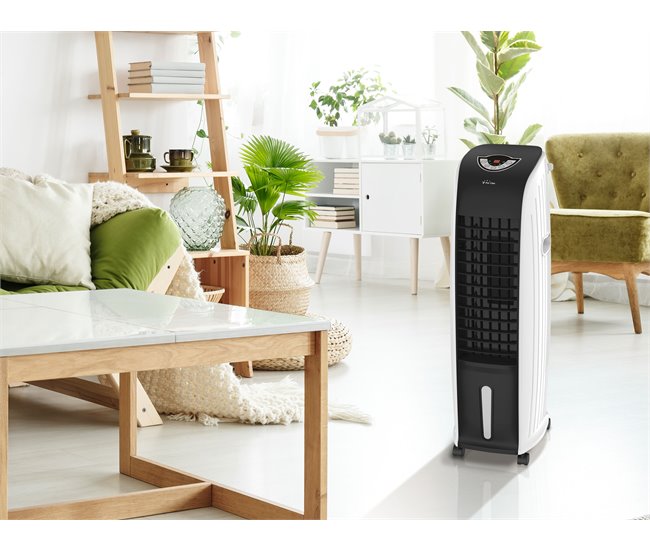 Climatizador evaporativo de bajo consumo con temporizador Negro