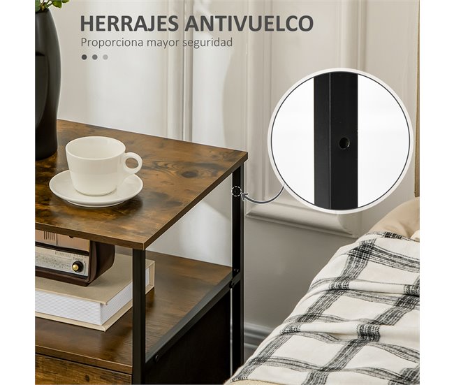 Armario de Salón Poliéster, Acero, MDF HOMCOM 45 Rojo