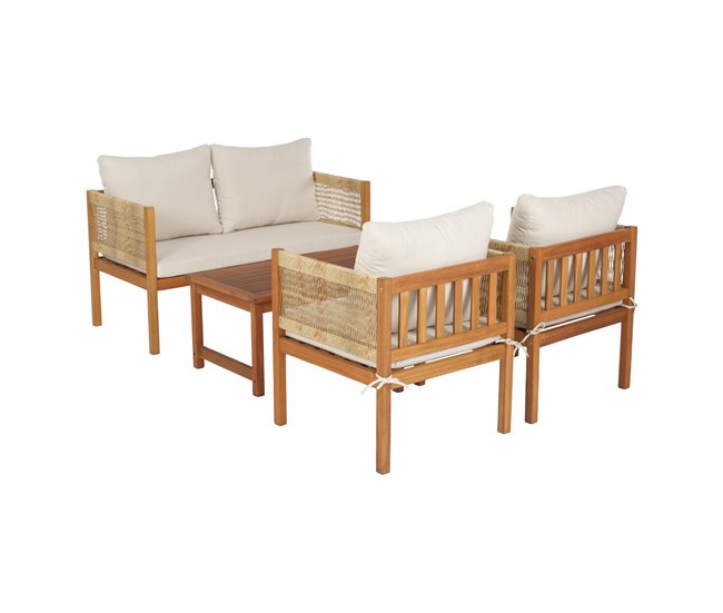 Conjunto de muebles de jardín Cannole 4 piezas ratán Madera