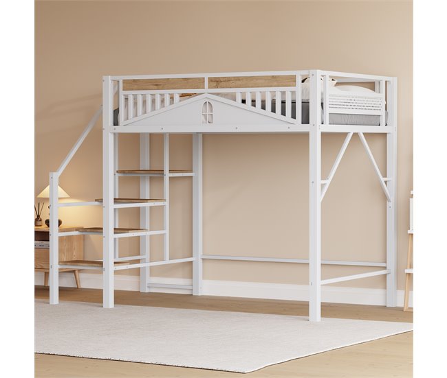 Cama alta para niños 145x255 Blanco