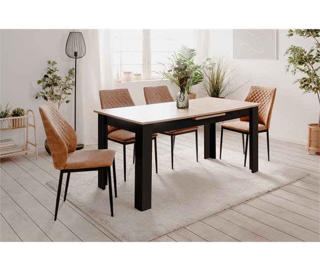 Mesa de comedor extensible BIRMINGHAM Negro/ Madera