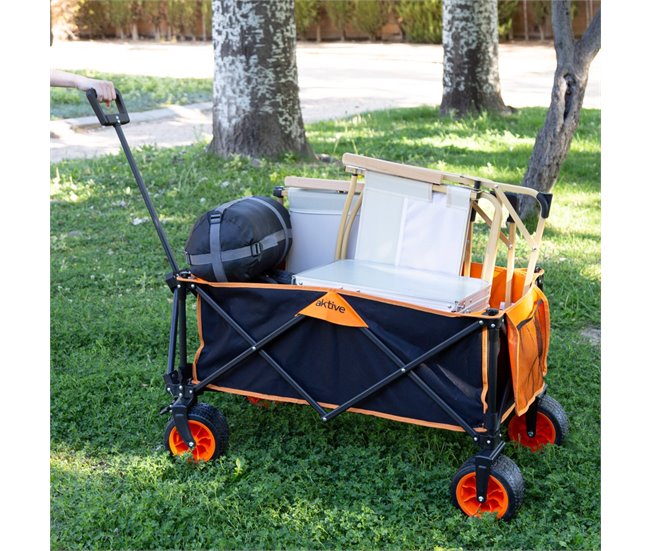 Aktive Carro playa c/ruedas grandes Negro/ Naranja