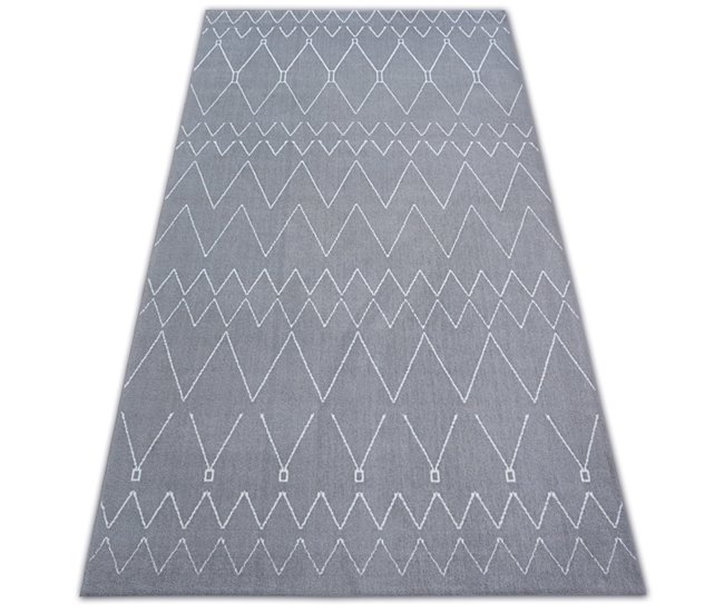Alfombra SENSE MICRO 81249 Zigzag Etno 80x150 Gris Oscuro