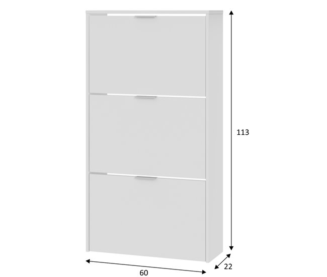 Mueble zapatero 3 Puertas Rubi 60 Blanco