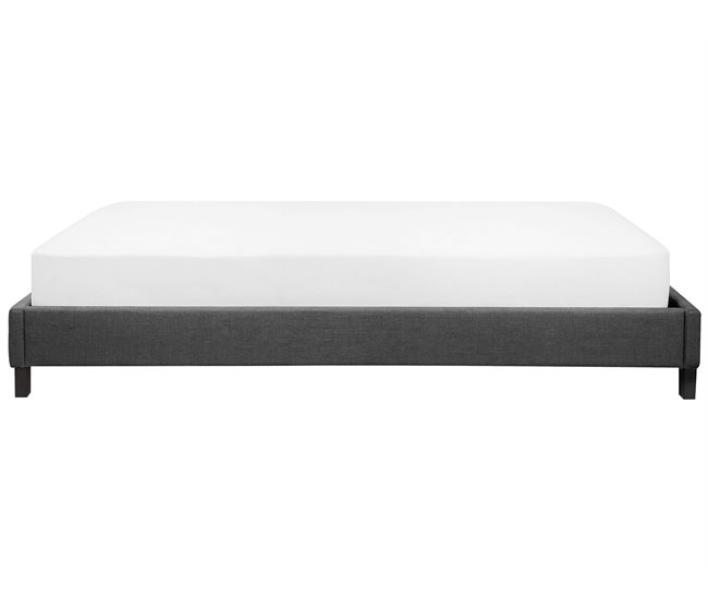Beliani Cama con somier Poliéster ROANNE Gris