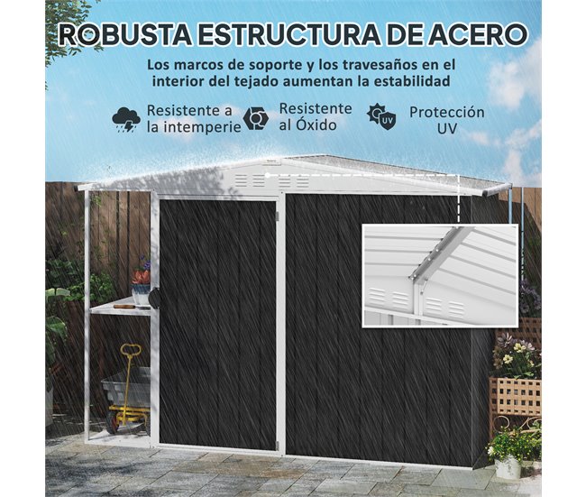 Caseta de Jardín Acero Galvanizado Outsunny Gris