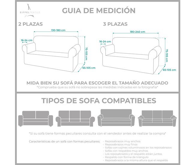 Vipalia Funda de Sofá Elástica Adaptable. Modelo Rustica. Azul