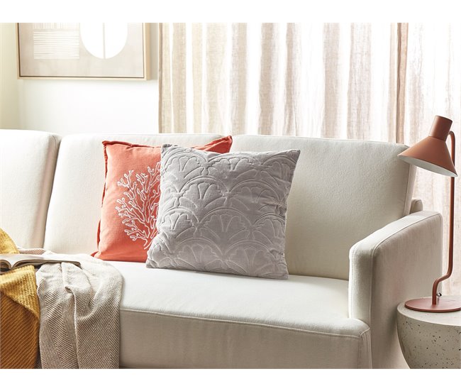 Beliani Cojín decorativo GLORIOSA Gris Claro