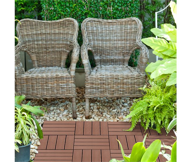 Baldosas de Exterior HDPE Outsunny Marron