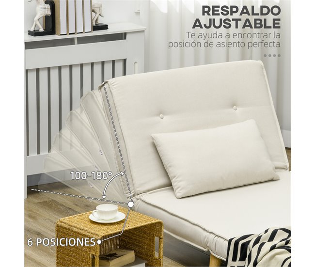 Sofá Cama Individual Poliéster, Espuma HOMCOM Crudo