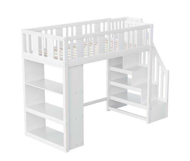 Cama alta para niños 95x253 Blanco