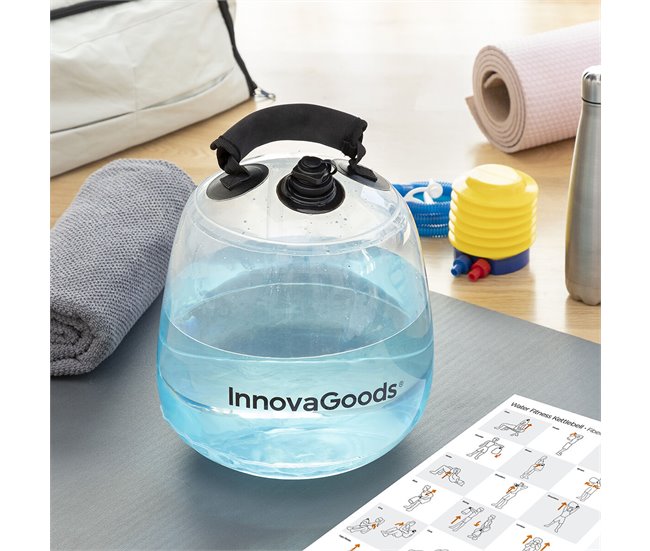 Pesa Rusa de Agua para Entrenamiento Fitness con Guía de Ejercicios Negro