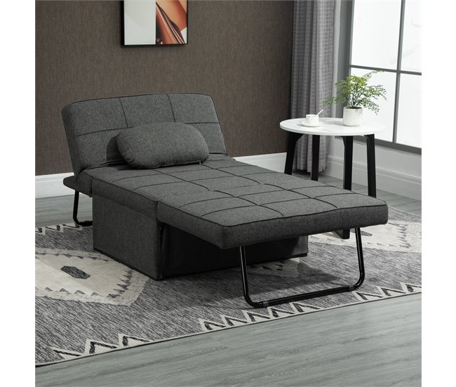 Sofá Cama Lino, Espuma, Metal HOMCOM, hogar - sofás y butacas Gris