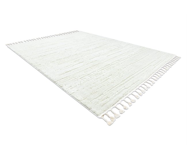 Alfombra SEVILLA AC53B rayas Franjas Bereber marroquí Shaggy 180x270 Crema