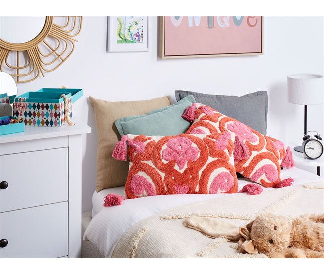 Beliani Cojín decorativo FRAKSINUS Rosa