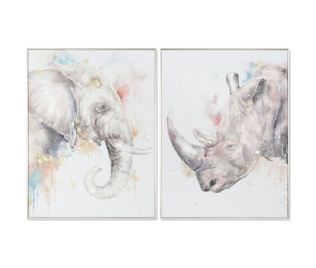 Conforama Cuadro DKD Home Decor Moderno Animales 60 x 3 5 x 80 cm (2 Unidades)