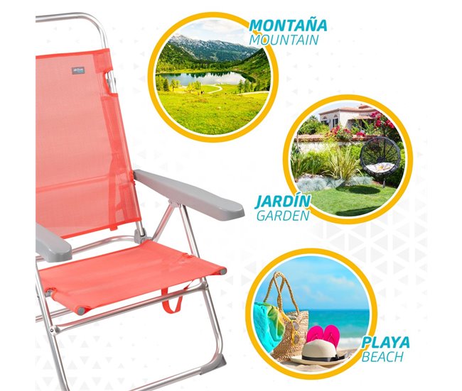 Silla baja reclinable aluminio coral Aktive Naranja