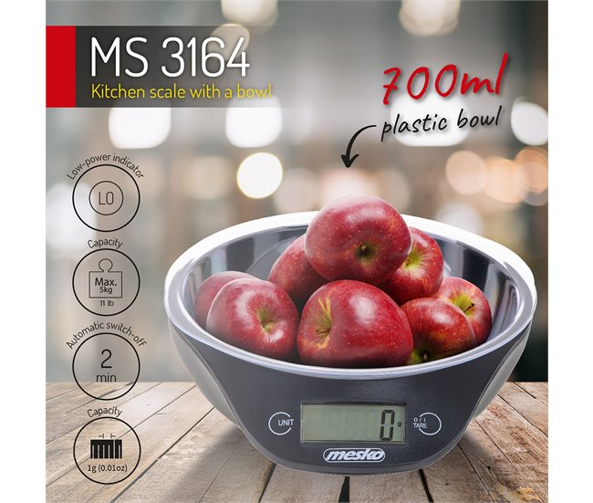 Báscula de Cocina Digital Mesko MS3164 Negro
