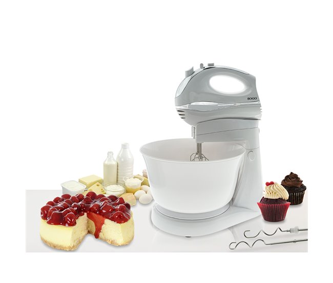 SOGO BATIDORA CON BOL GIRATORIO-300W Blanco/ Beige
