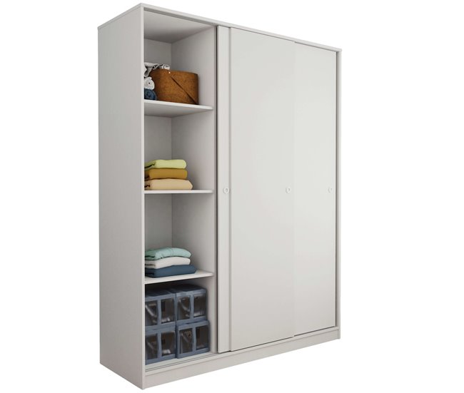 Armario Grande Tibet 3 Puertas Correderas 150 Blanco
